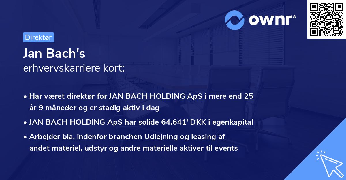 Jan Bach's erhvervskarriere kort