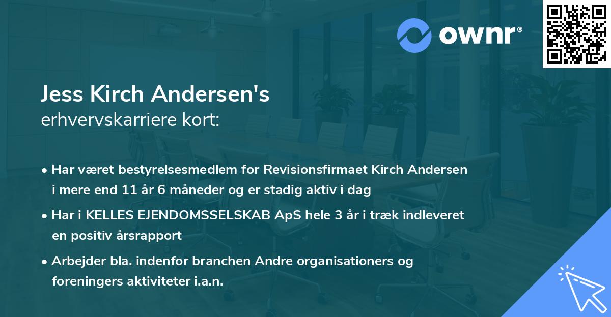 Jess Kirch Andersen's erhvervskarriere kort