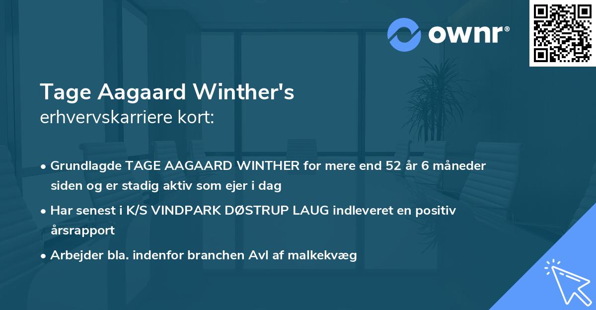 Tage Aagaard Winther's erhvervskarriere kort