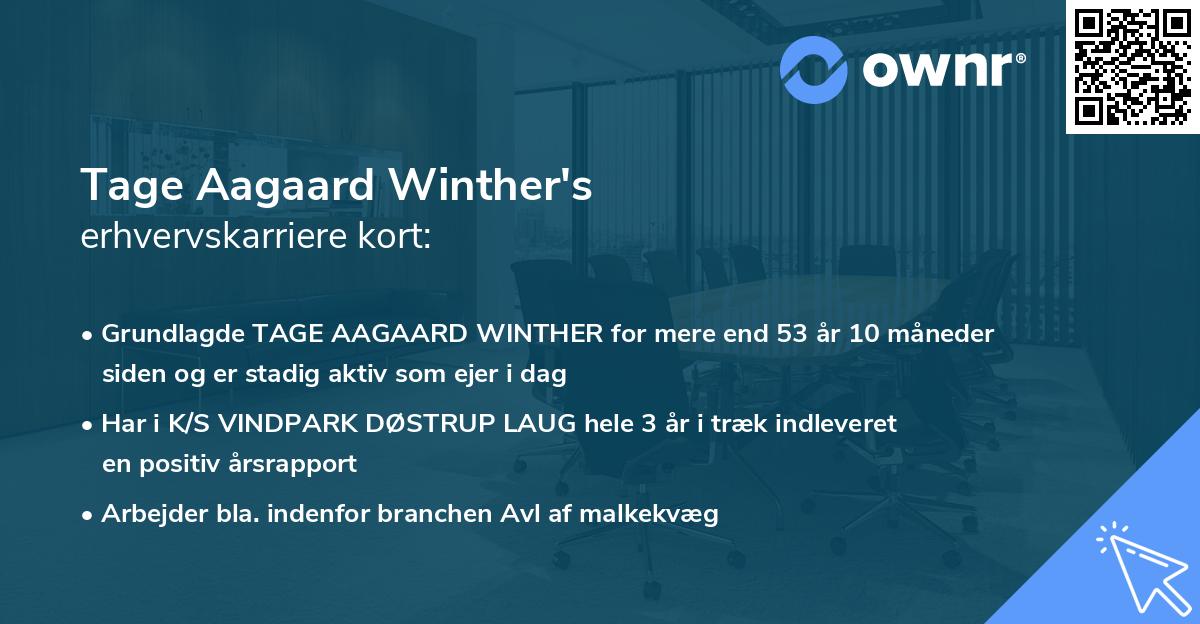 Tage Aagaard Winther's erhvervskarriere kort