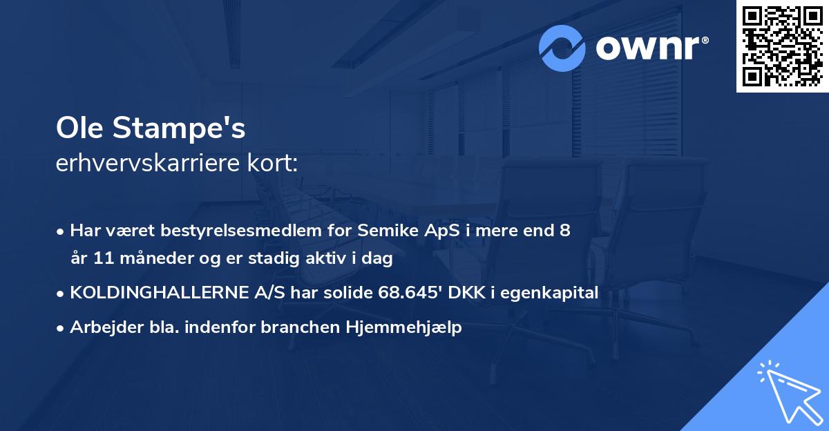 Ole Stampe's erhvervskarriere kort