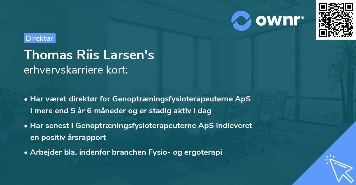 Thomas Riis Larsen's erhvervskarriere kort