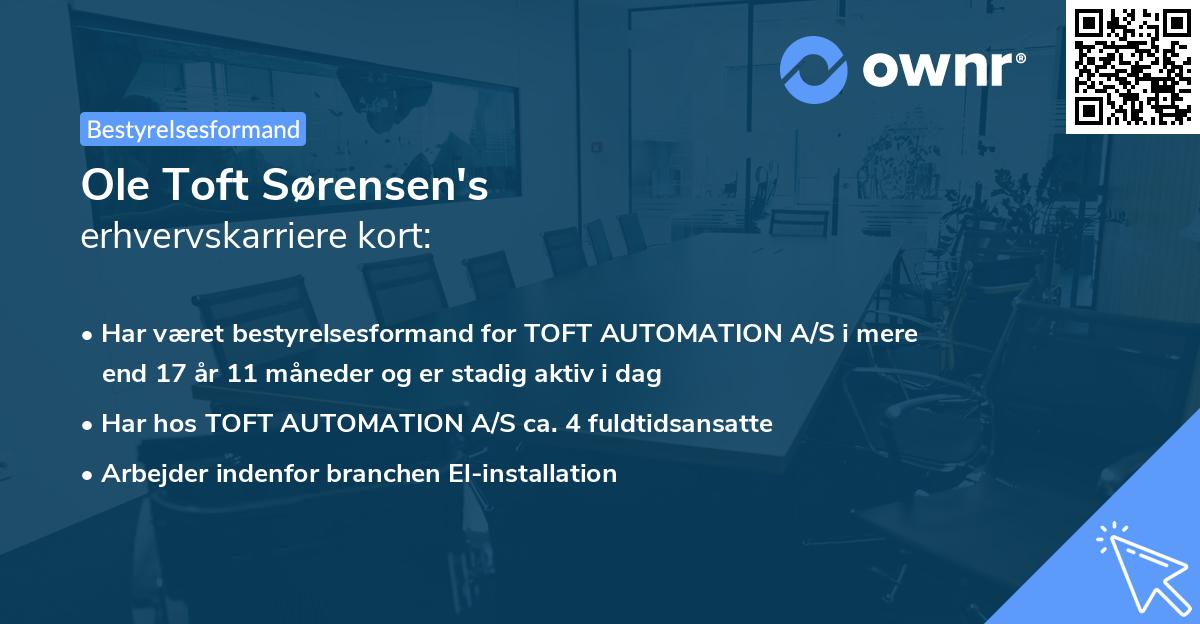 Ole Toft Sørensen's erhvervskarriere kort