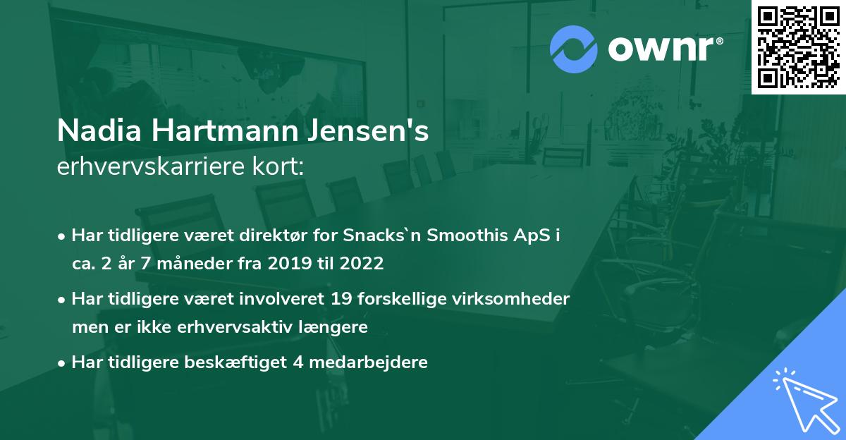 Nadia Hartmann Jensen's erhvervskarriere kort