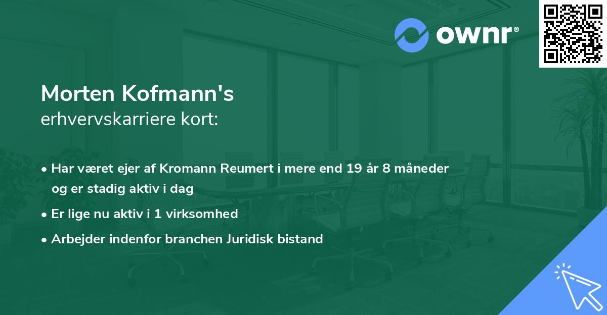 Morten Kofmann's erhvervskarriere kort