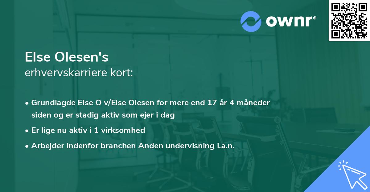 Else Olesen's erhvervskarriere kort