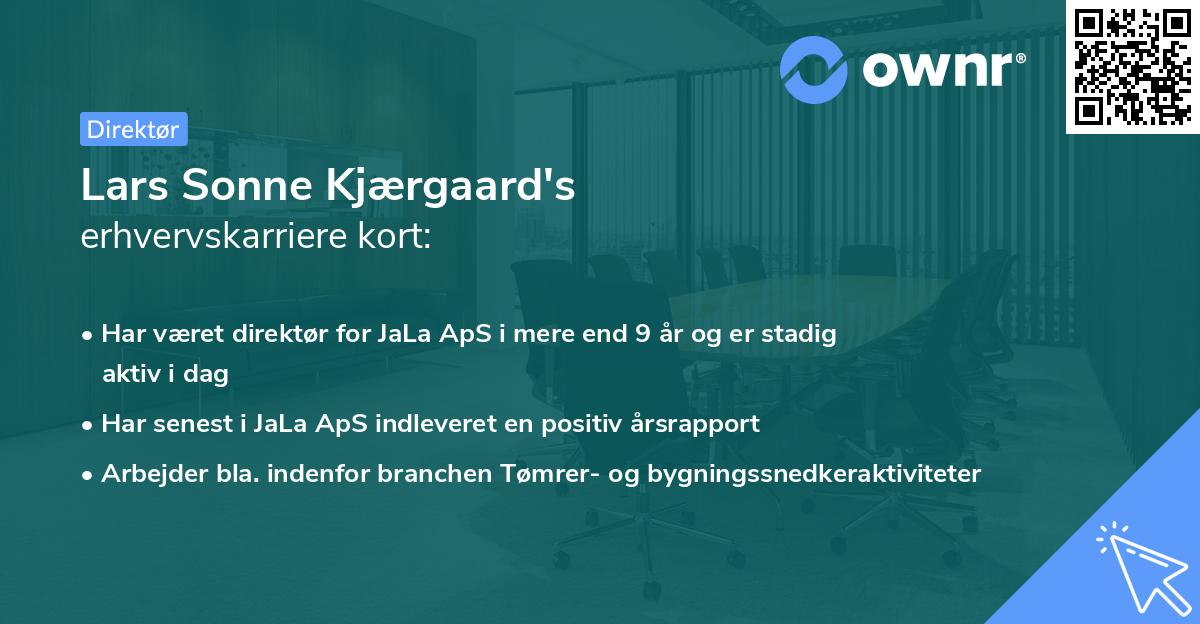 Lars Sonne Kjærgaard's erhvervskarriere kort