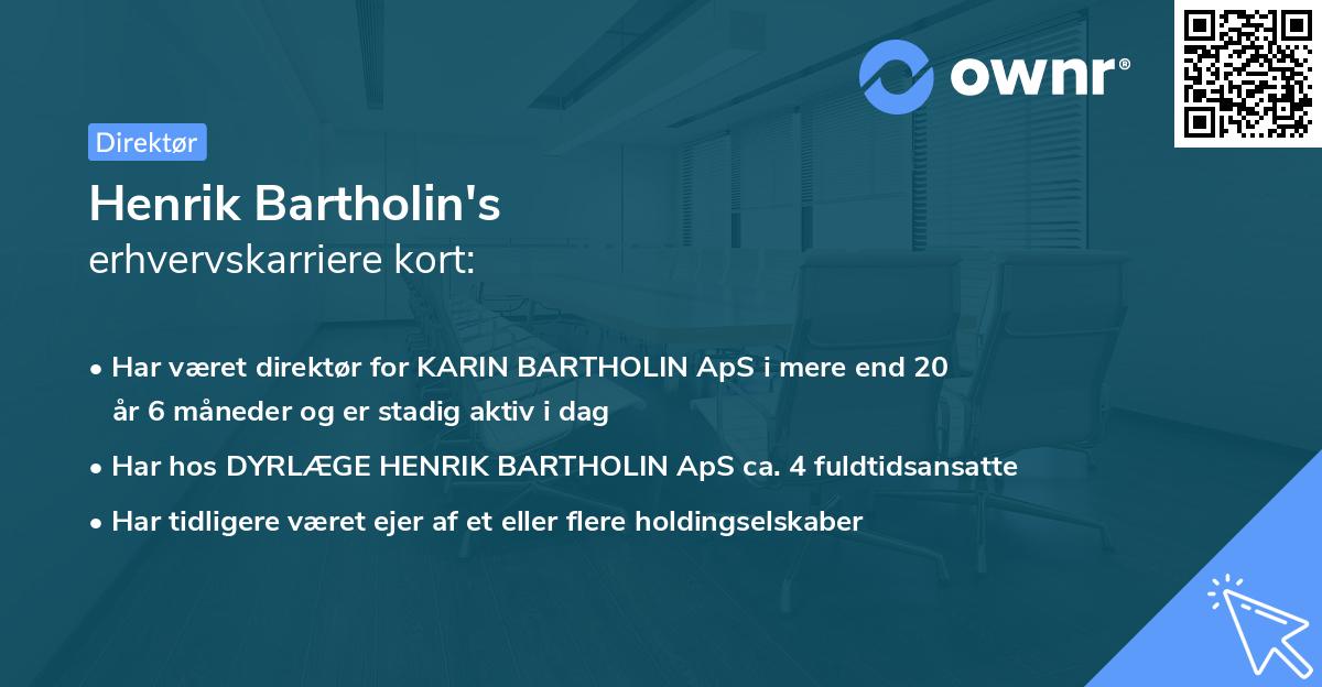 Henrik Bartholin's erhvervskarriere kort