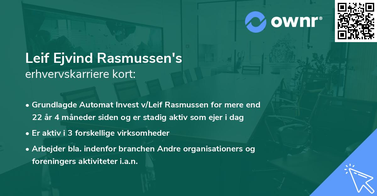Leif Ejvind Rasmussen's erhvervskarriere kort