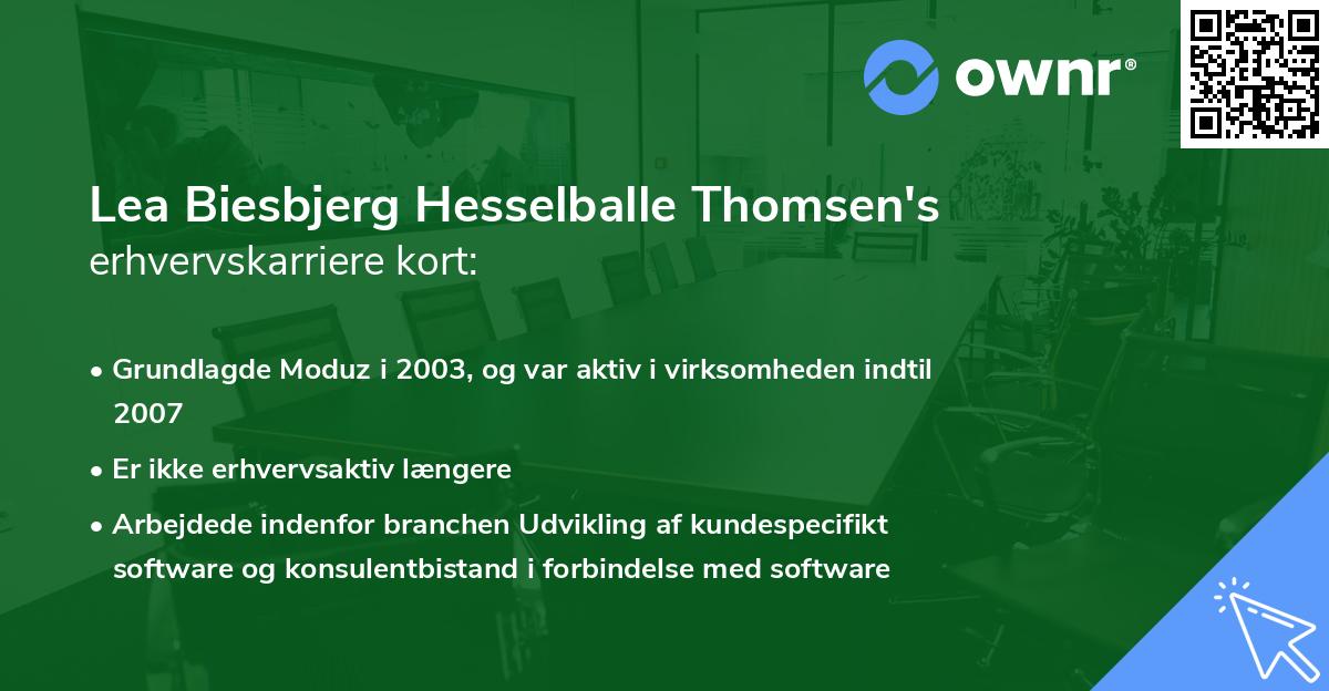 Lea Biesbjerg Hesselballe Thomsen's erhvervskarriere kort
