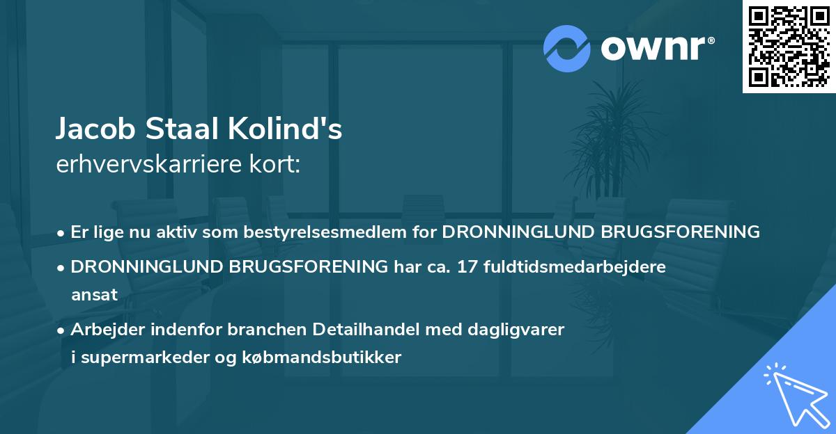 Jacob Staal Kolind's erhvervskarriere kort