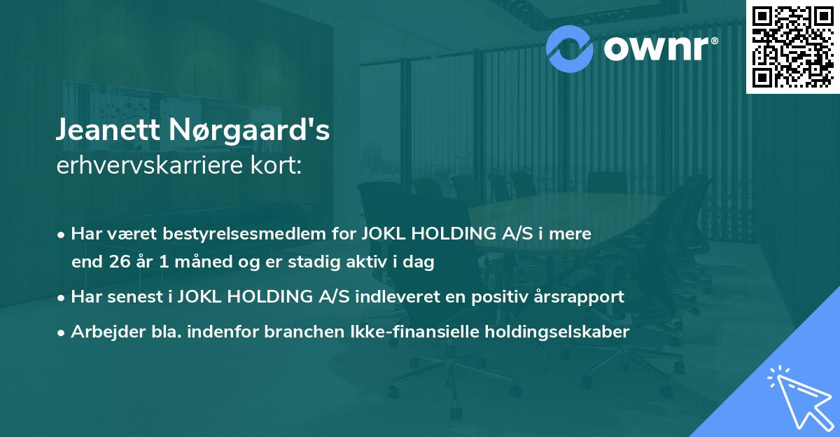Jeanett Nørgaard's erhvervskarriere kort