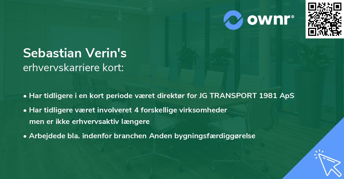Sebastian Verin's erhvervskarriere kort