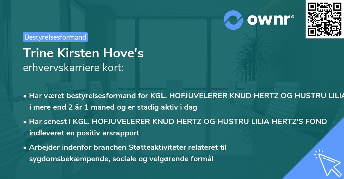 Trine Kirsten Hove's erhvervskarriere kort