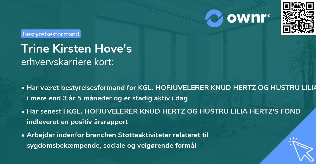 Trine Kirsten Hove's erhvervskarriere kort