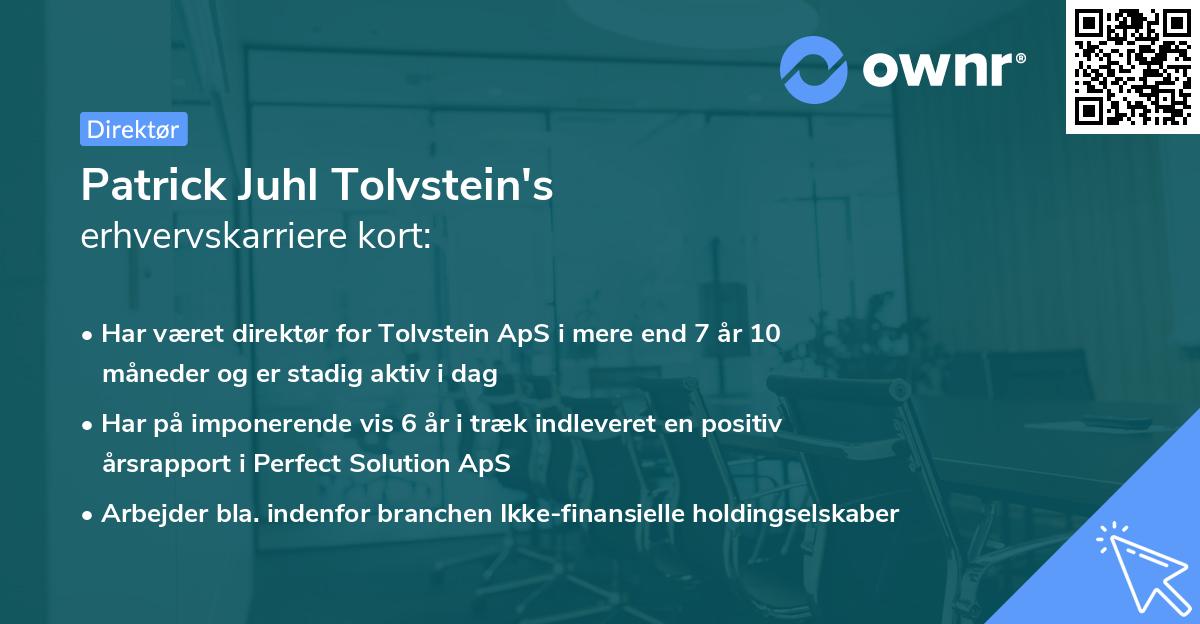 Patrick Juhl Tolvstein's erhvervskarriere kort