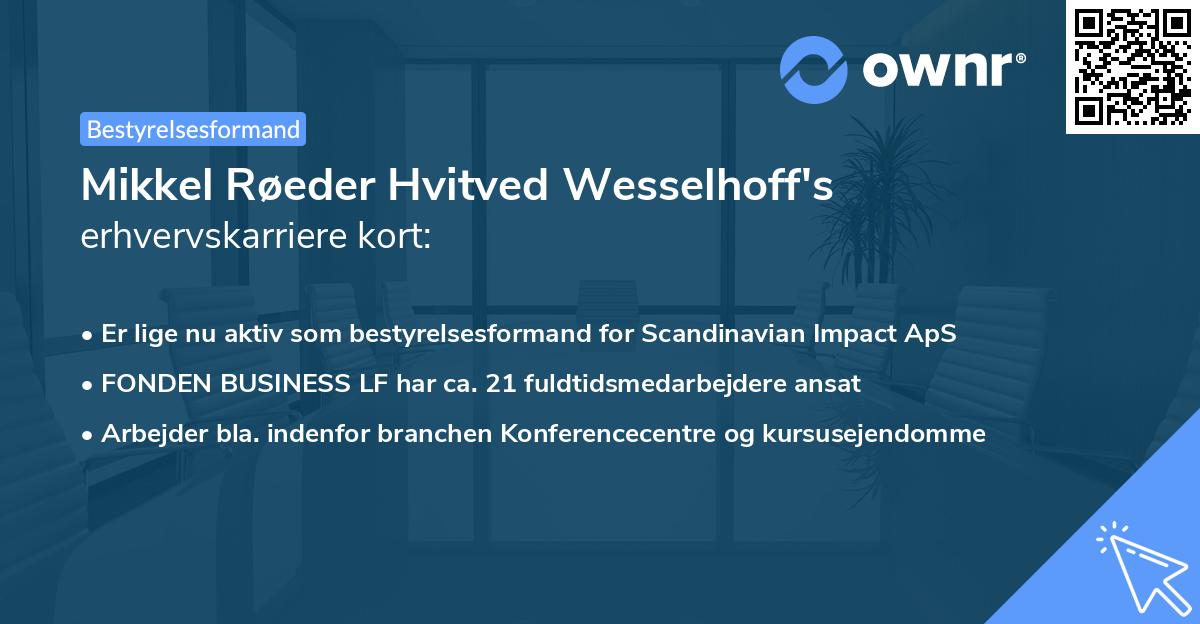 Mikkel Røeder Hvitved Wesselhoff's erhvervskarriere kort