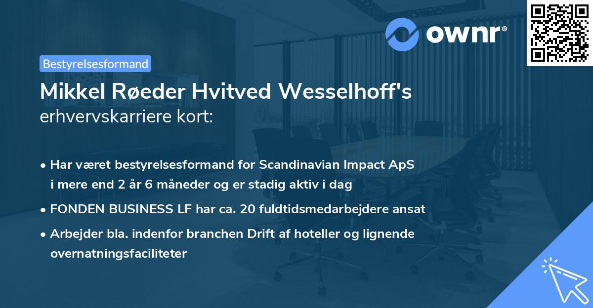 Mikkel Røeder Hvitved Wesselhoff's erhvervskarriere kort