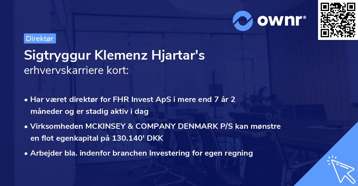 Sigtryggur Klemenz Hjartar's erhvervskarriere kort