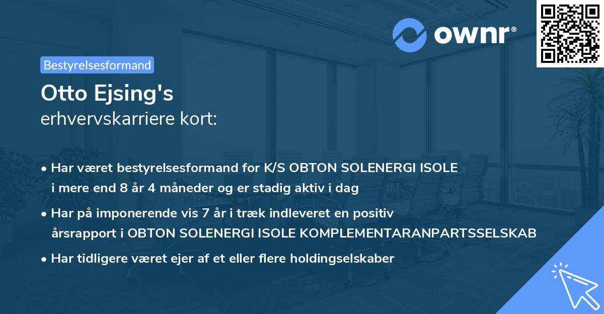 Otto Ejsing's erhvervskarriere kort