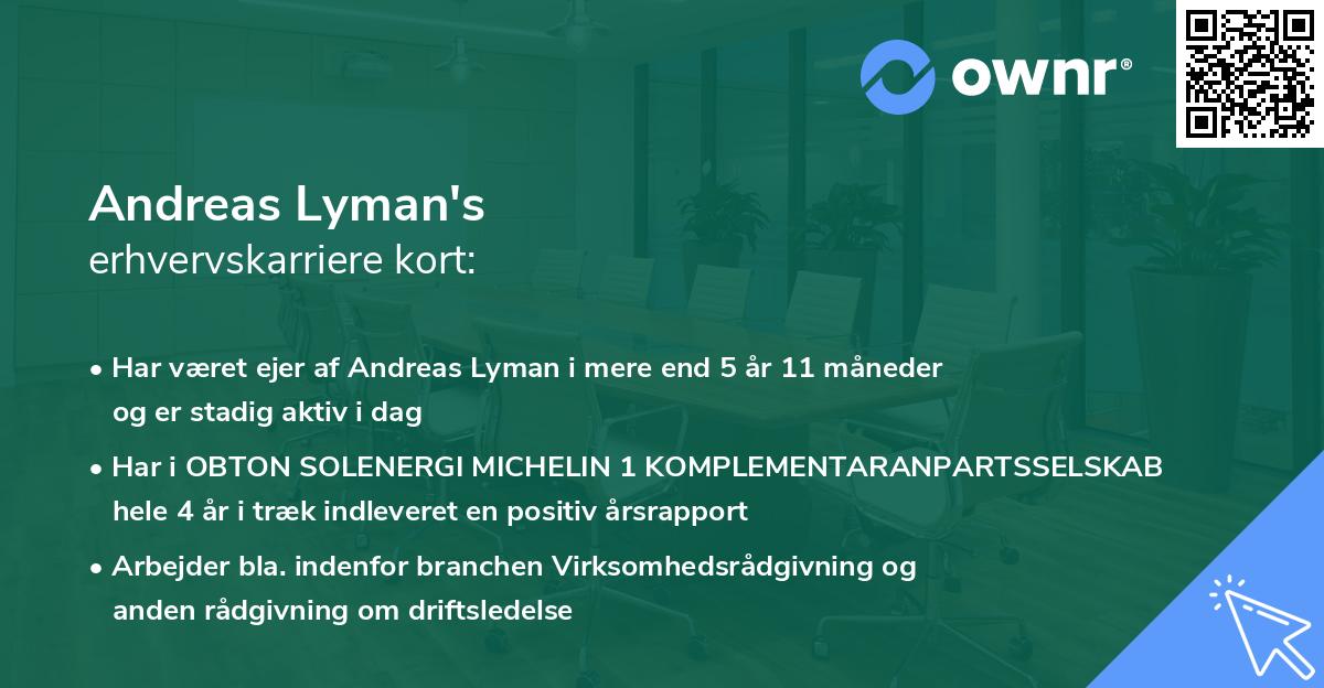 Andreas Lyman's erhvervskarriere kort