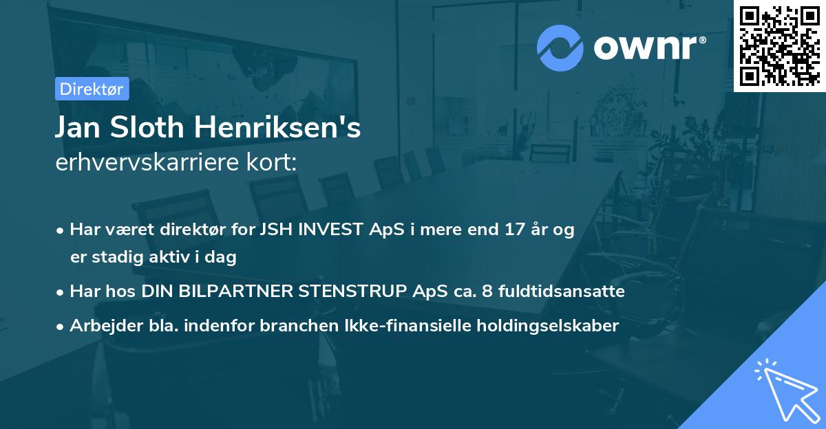 Jan Sloth Henriksen's erhvervskarriere kort