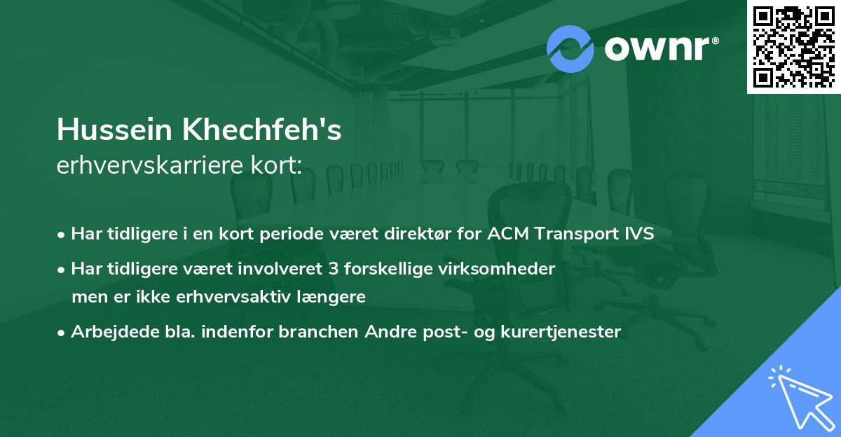 Hussein Khechfeh's erhvervskarriere kort