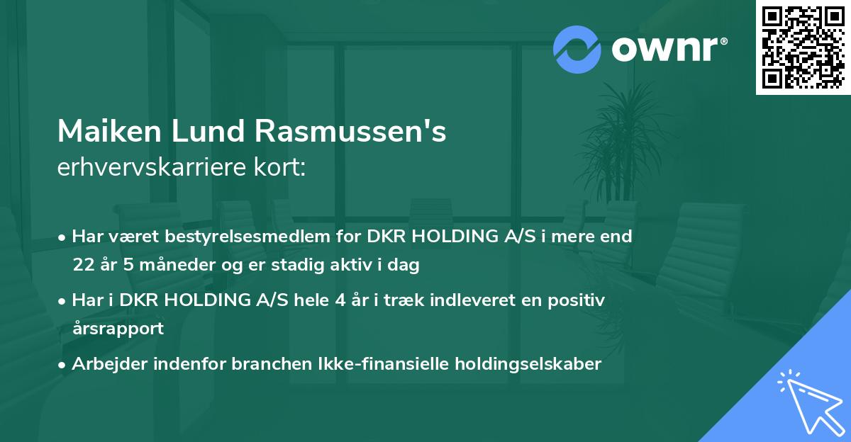 Maiken Lund Rasmussen's erhvervskarriere kort