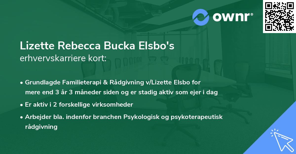 Lizette Rebecca Bucka Elsbo's erhvervskarriere kort