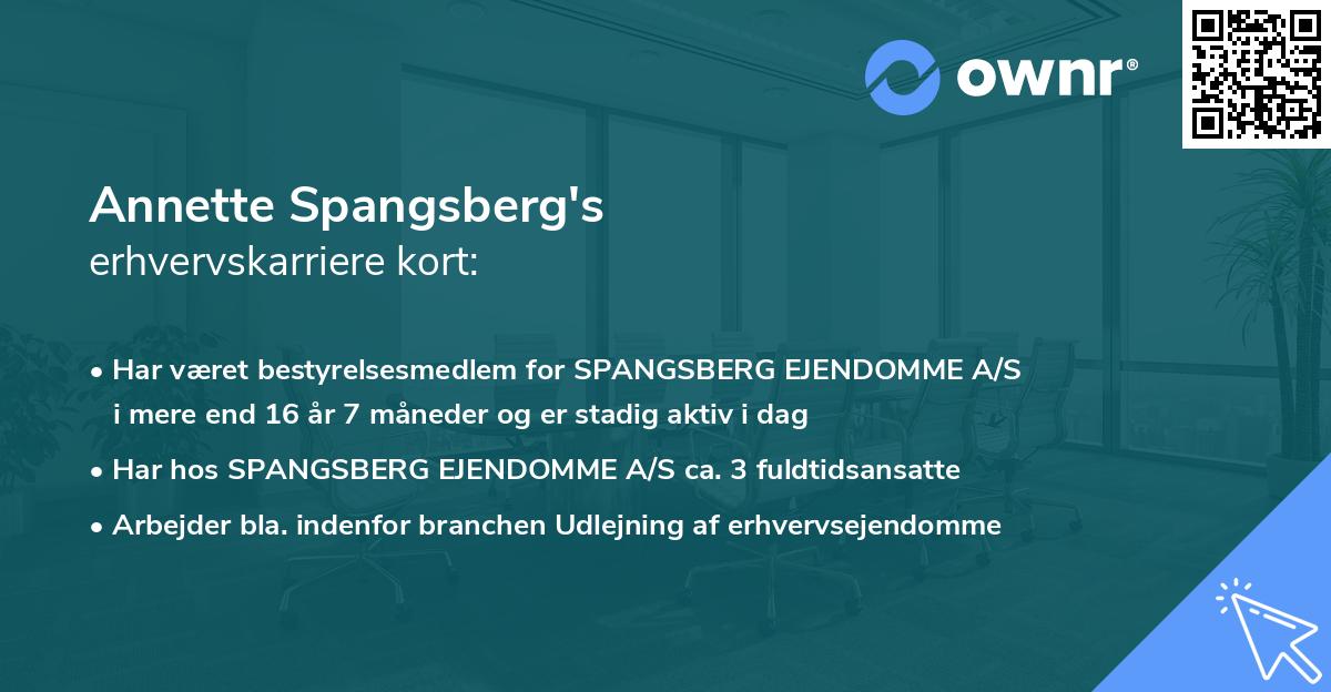 Annette Spangsberg's erhvervskarriere kort