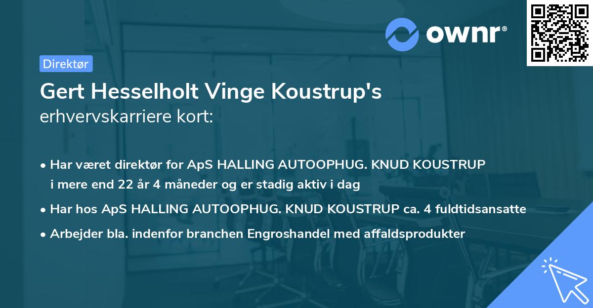 Gert Hesselholt Vinge Koustrup's erhvervskarriere kort