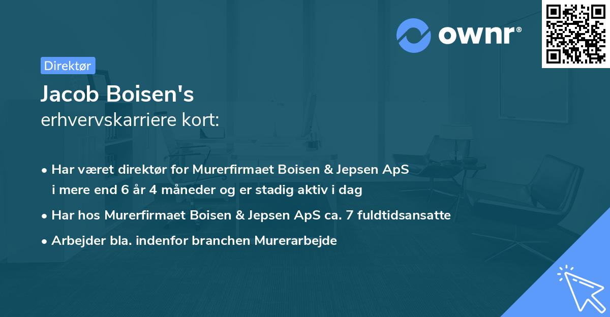 Jacob Boisen's erhvervskarriere kort
