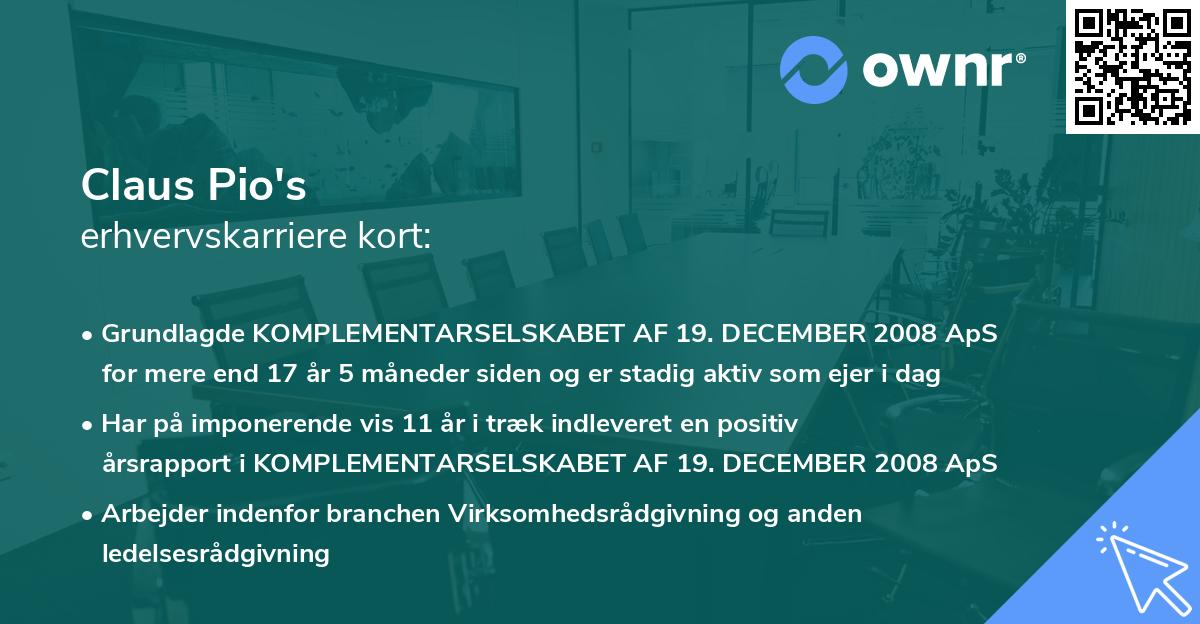 Claus Pio's erhvervskarriere kort