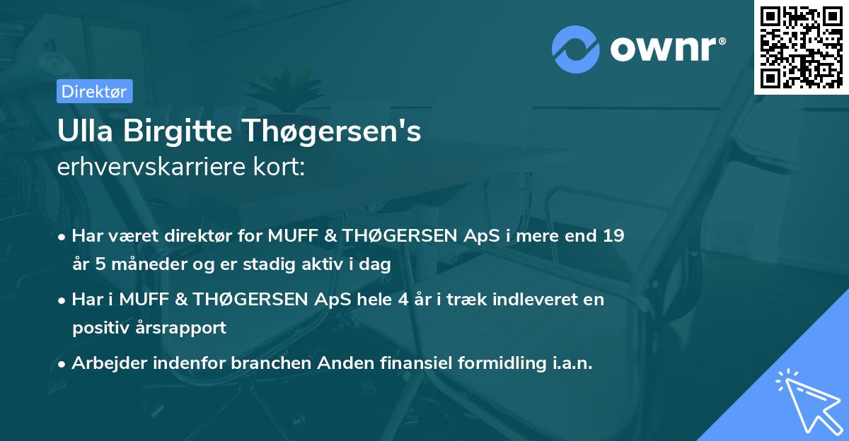 Ulla Birgitte Thøgersen's erhvervskarriere kort