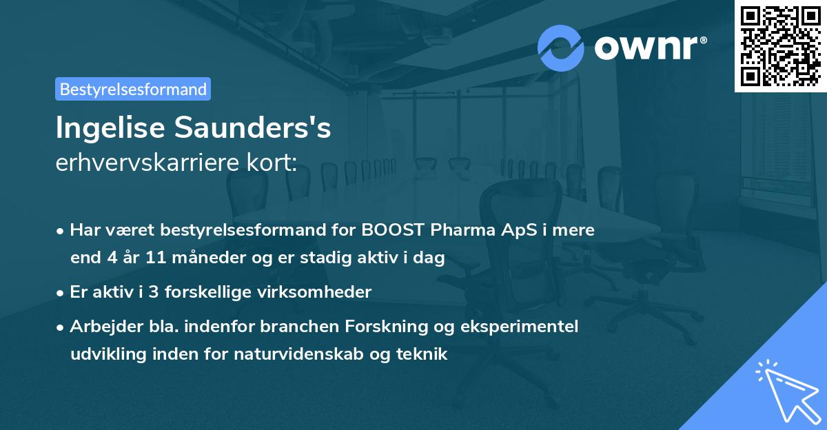 Ingelise Saunders's erhvervskarriere kort