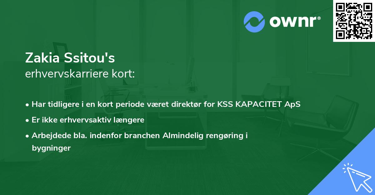 Zakia Ssitou's erhvervskarriere kort
