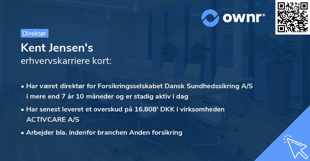 Kent Jensen's erhvervskarriere kort