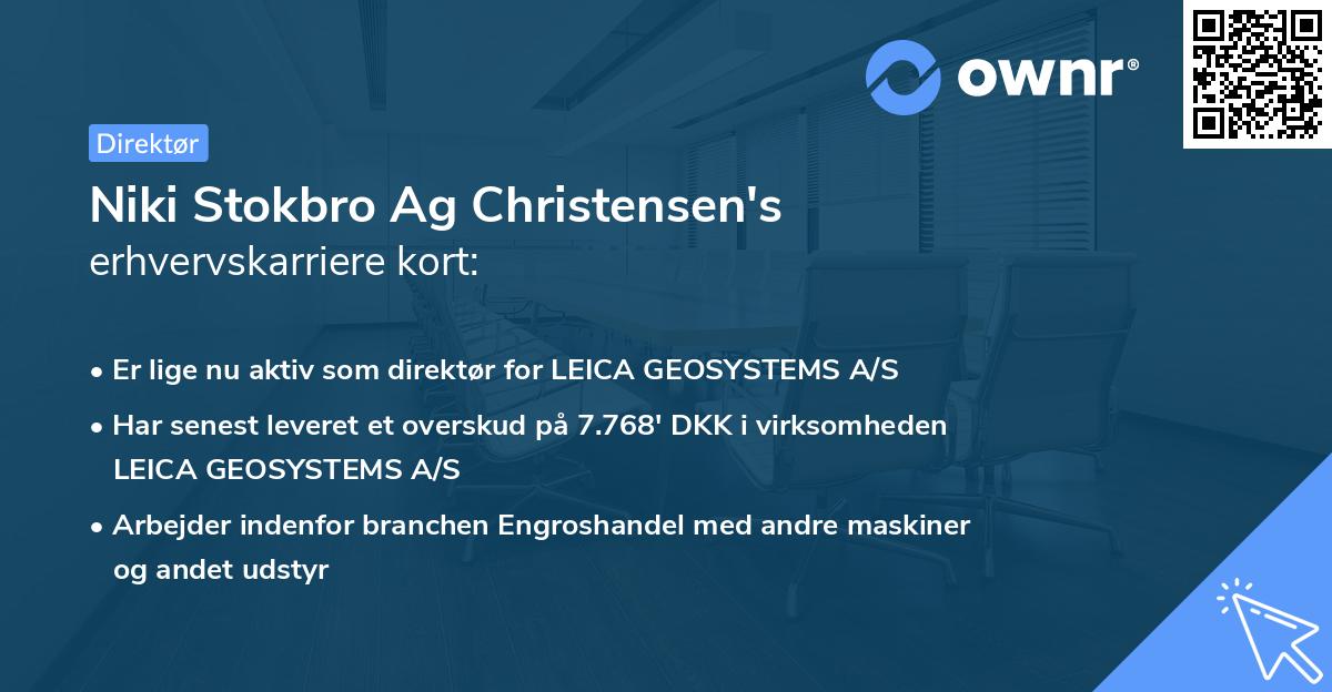 Niki Stokbro Ag Christensen's erhvervskarriere kort