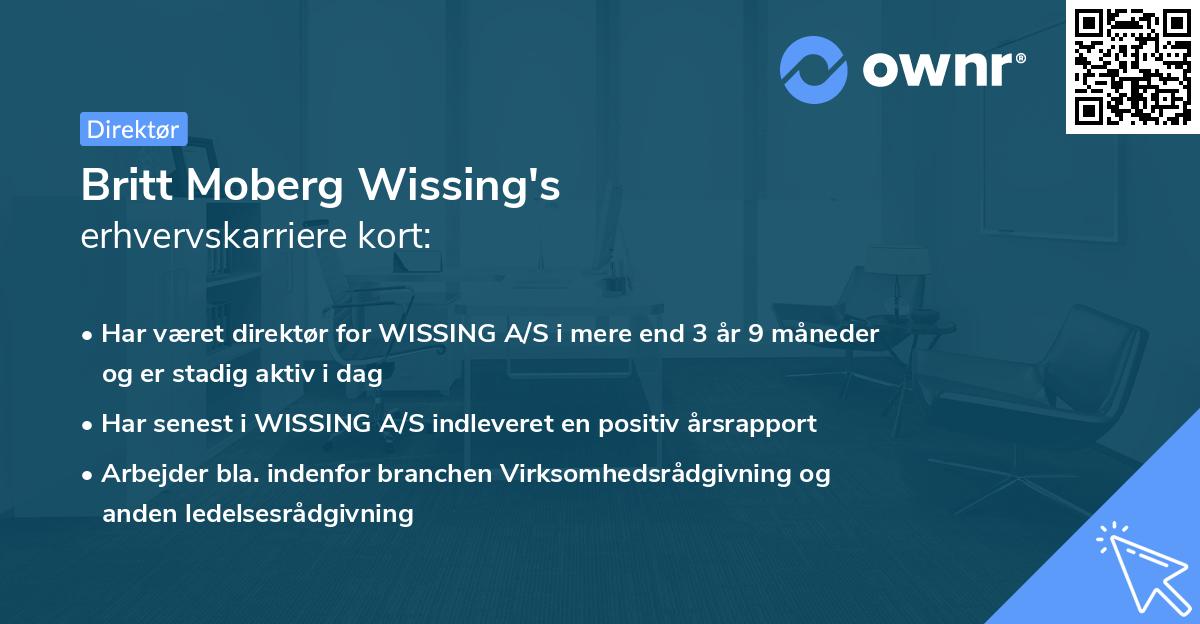 Britt Moberg Wissing's erhvervskarriere kort