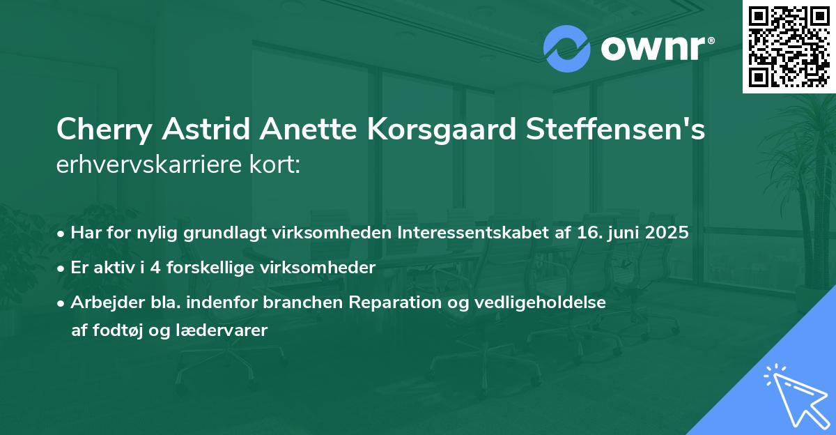 Cherry Astrid Anette Korsgaard Steffensen's erhvervskarriere kort
