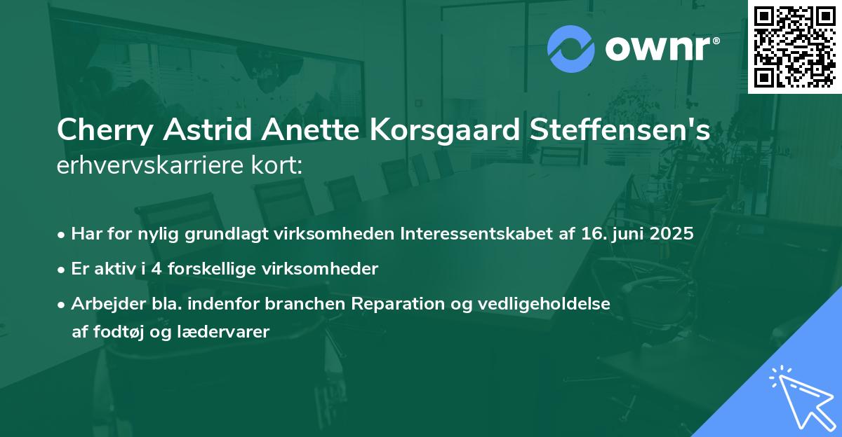 Cherry Astrid Anette Korsgaard Steffensen's erhvervskarriere kort