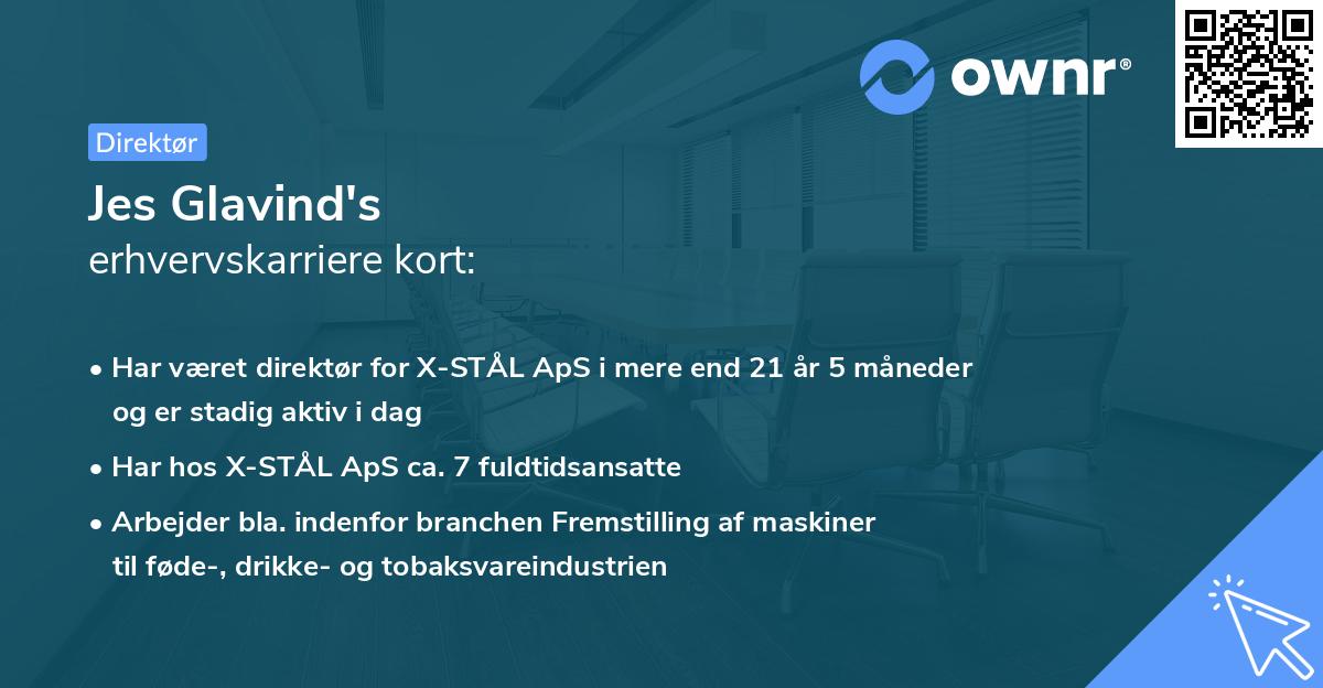 Jes Glavind's erhvervskarriere kort