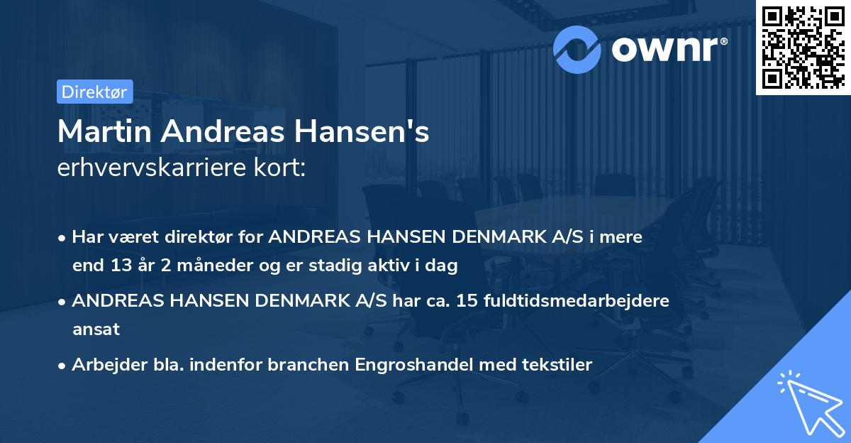 Martin Andreas Hansen's erhvervskarriere kort