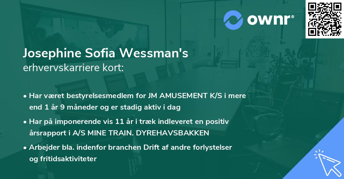 Josephine Sofia Wessman's erhvervskarriere kort