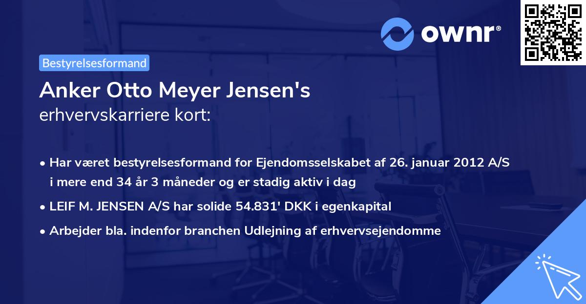 Anker Otto Meyer Jensen's erhvervskarriere kort