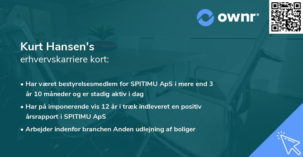 Kurt Hansen's erhvervskarriere kort