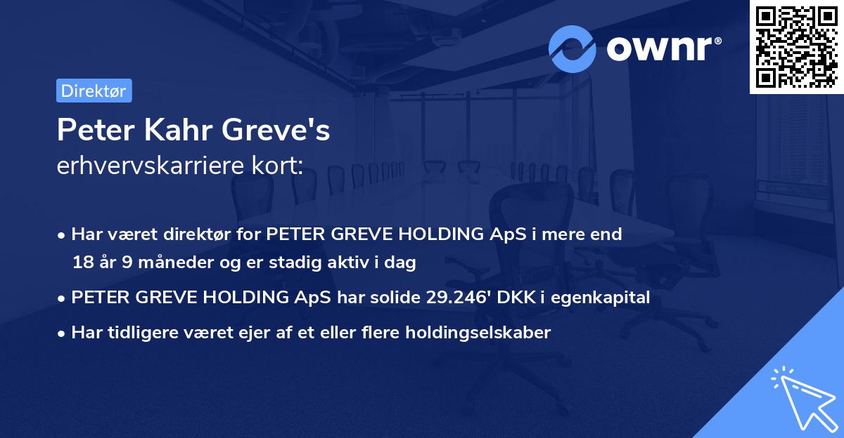 Peter Kahr Greve's erhvervskarriere kort