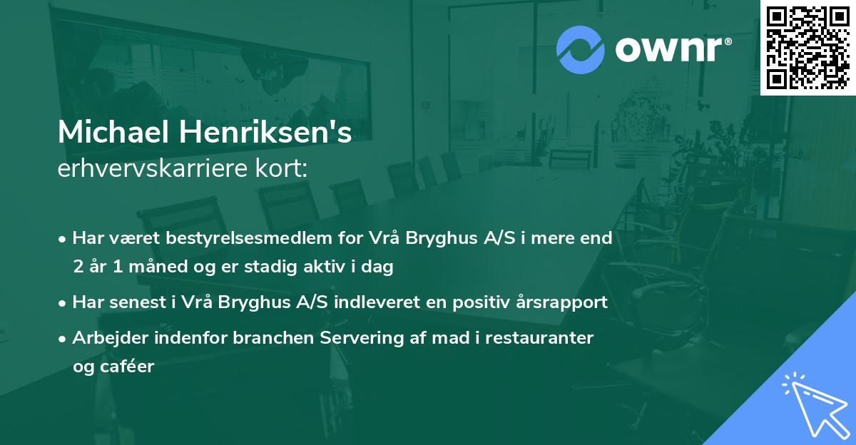 Michael Henriksen's erhvervskarriere kort