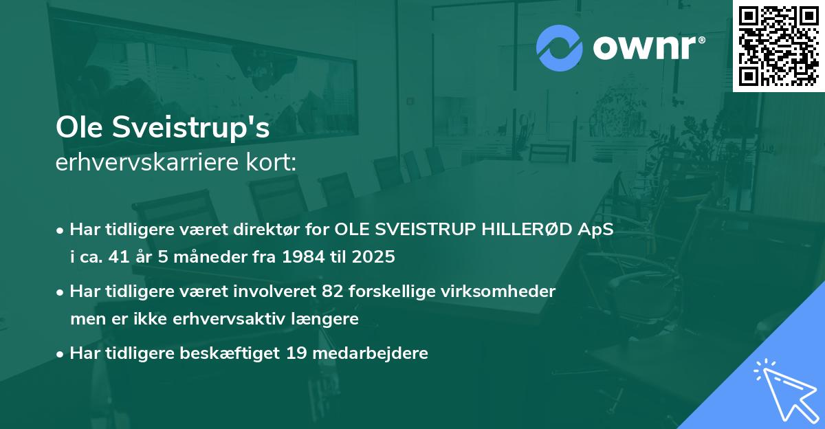 Ole Sveistrup's erhvervskarriere kort