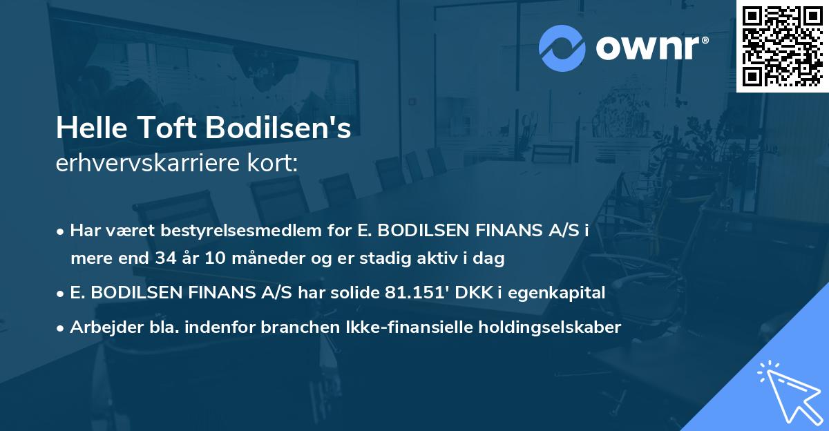 Helle Toft Bodilsen's erhvervskarriere kort